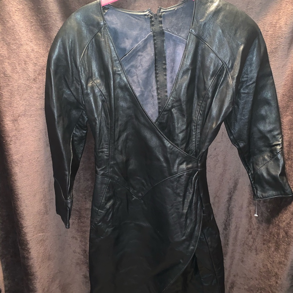 black leather dress